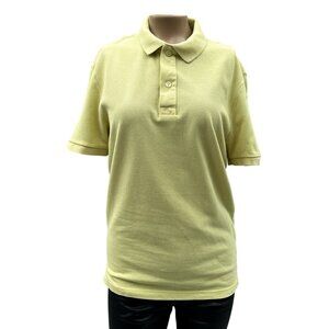 Lacoste Slim‎ Fit Yellow Polo Shirt Short Sleeve Slit Hem Pique Cotton Women S